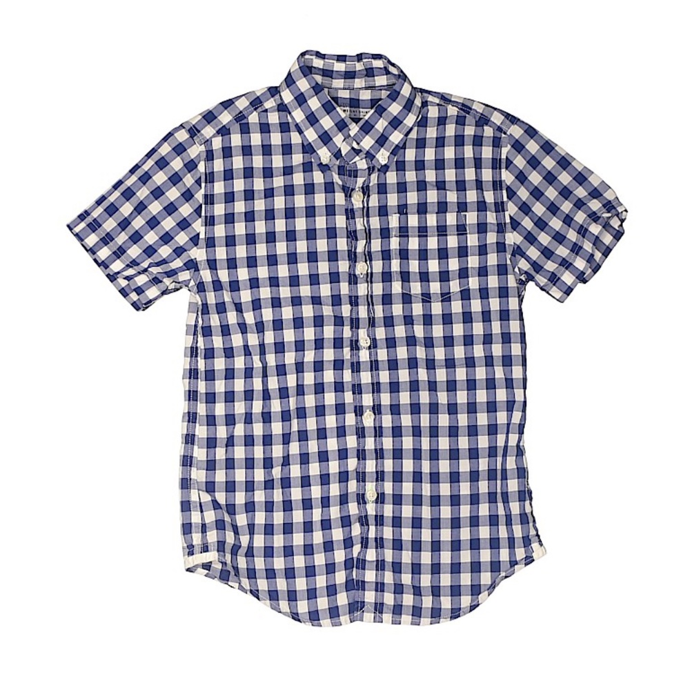 Crewcuts gingham short sleeved boys shirt- Navy